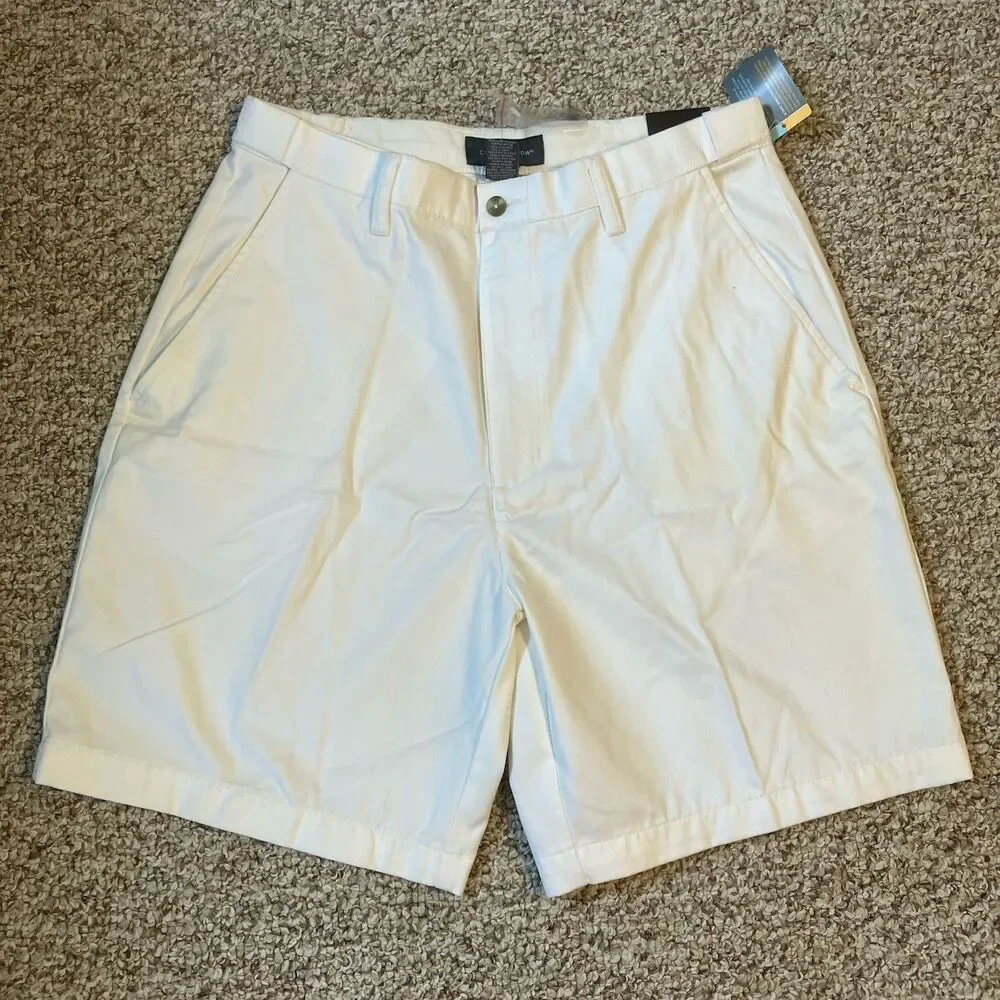 NWT Croft & Barrow Mens White Casual Shorts Size 34 Flat Front Wrinkle Resistant